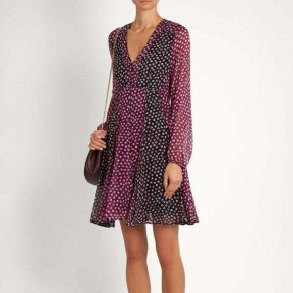 Diane Von Furstenberg Dresses & Skirts - Diane Von Furstenberg Dress 6 Silk Ivetta Purple Polka Dot Baby Doll Chiffon